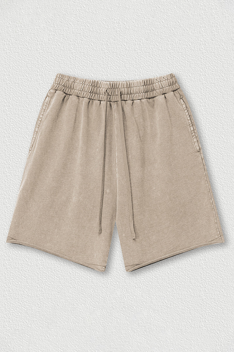 Distressed Washed Casual Shorts - Loose Rolled Hem Cargo Shorts