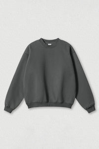 Loose fleece-lined thick round-neck sweatshirt
