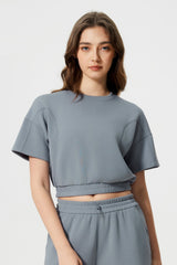 Air layer short sleeve cropped navel-baring sports top