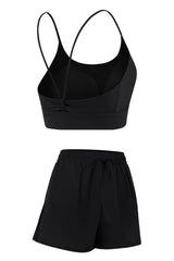 Women Sports Sets:Thin Strap Bra And  Side Pocket Shorts