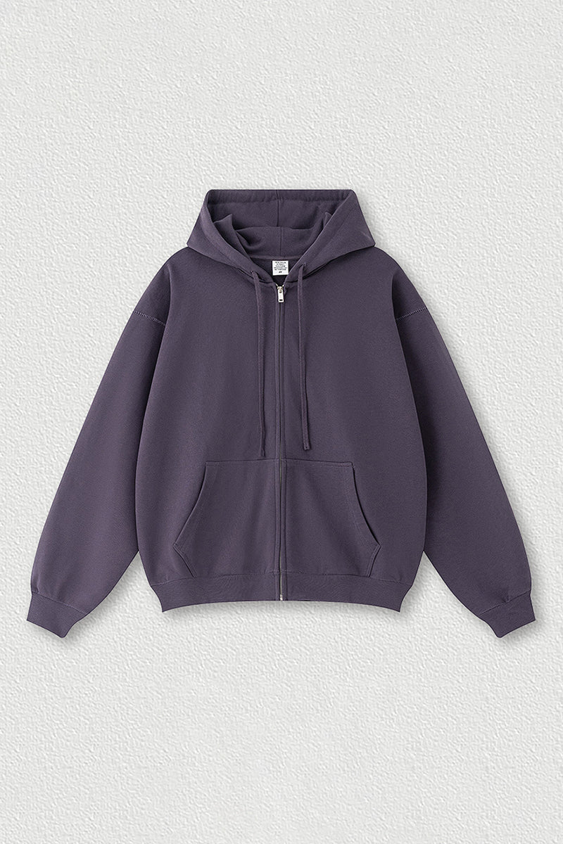 Oversized Terry Fleece Zip Hoodie | Cozy Unisex Lounge Jacket