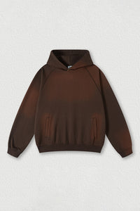 Washed raglan sleeve hooded sweatshirt