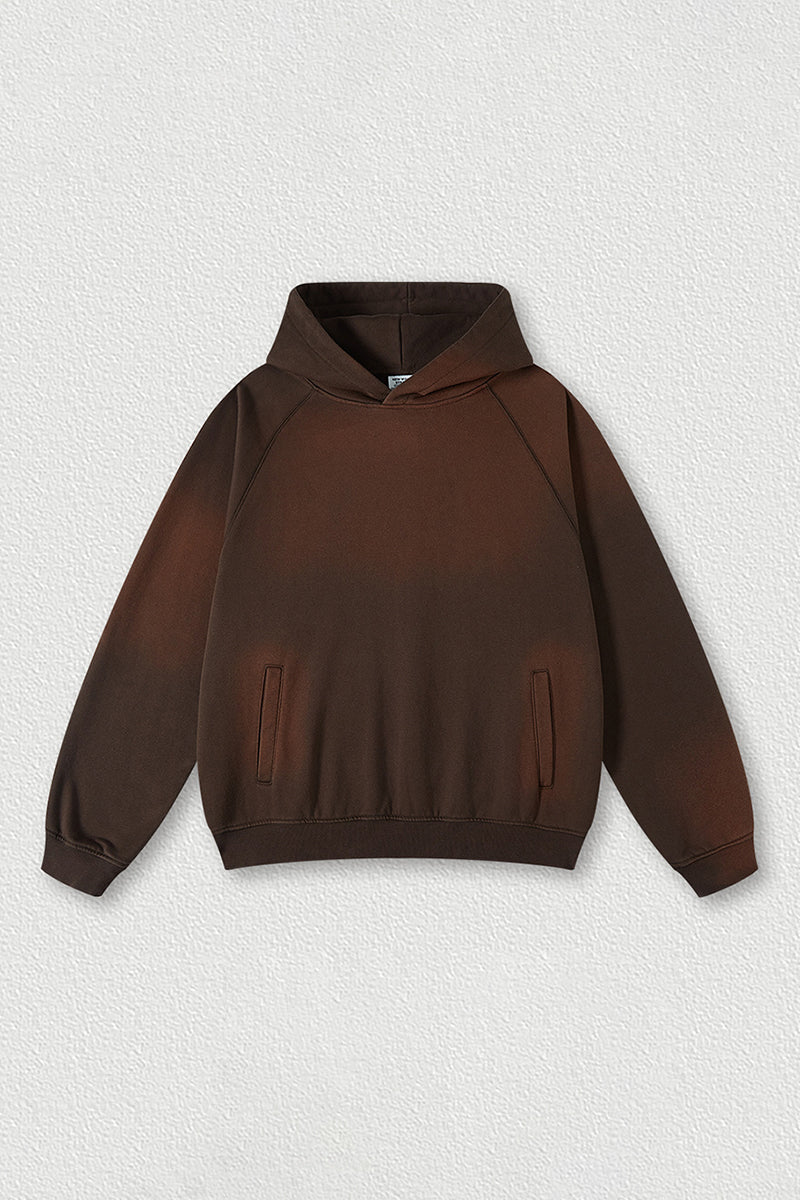 Washed raglan sleeve hooded sweatshirt