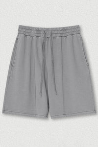 Indigo Washed Cotton Casual Shorts - Men's Loose Fit 5-Inch Sweatpants