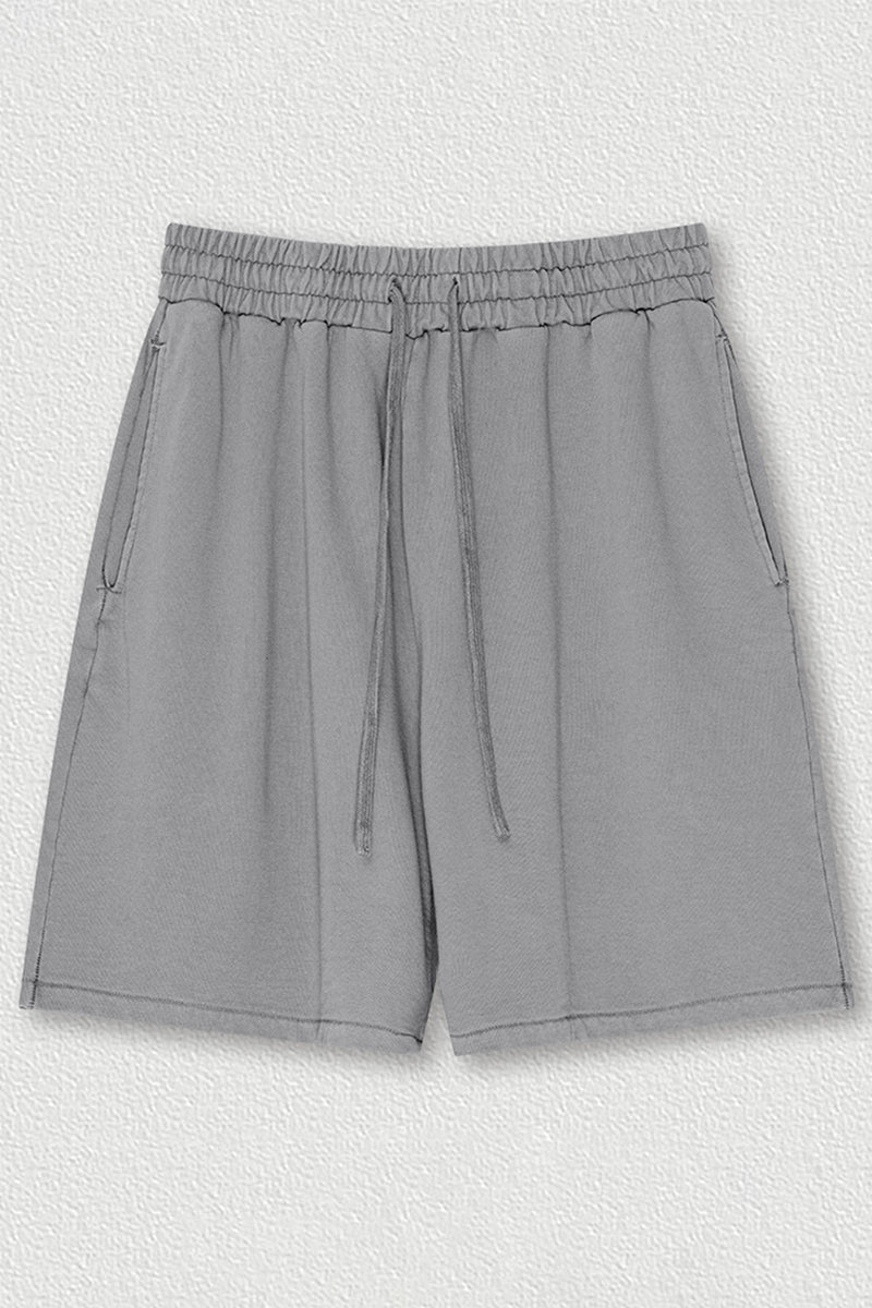 Indigo Washed Cotton Casual Shorts - Men's Loose Fit 5-Inch Sweatpants