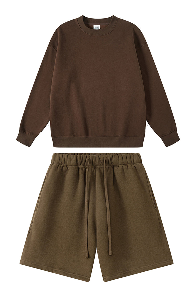 Men's Athletic Set:Round-neck Pullover And Shorts