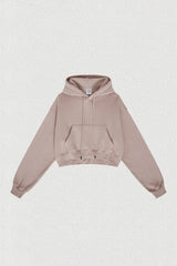 Women's velvet thickened cropped hooded sweatshirt