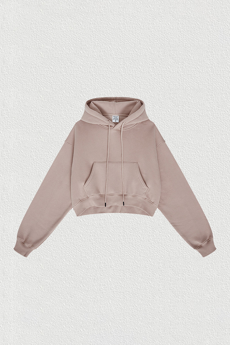 Women's velvet thickened cropped hooded sweatshirt