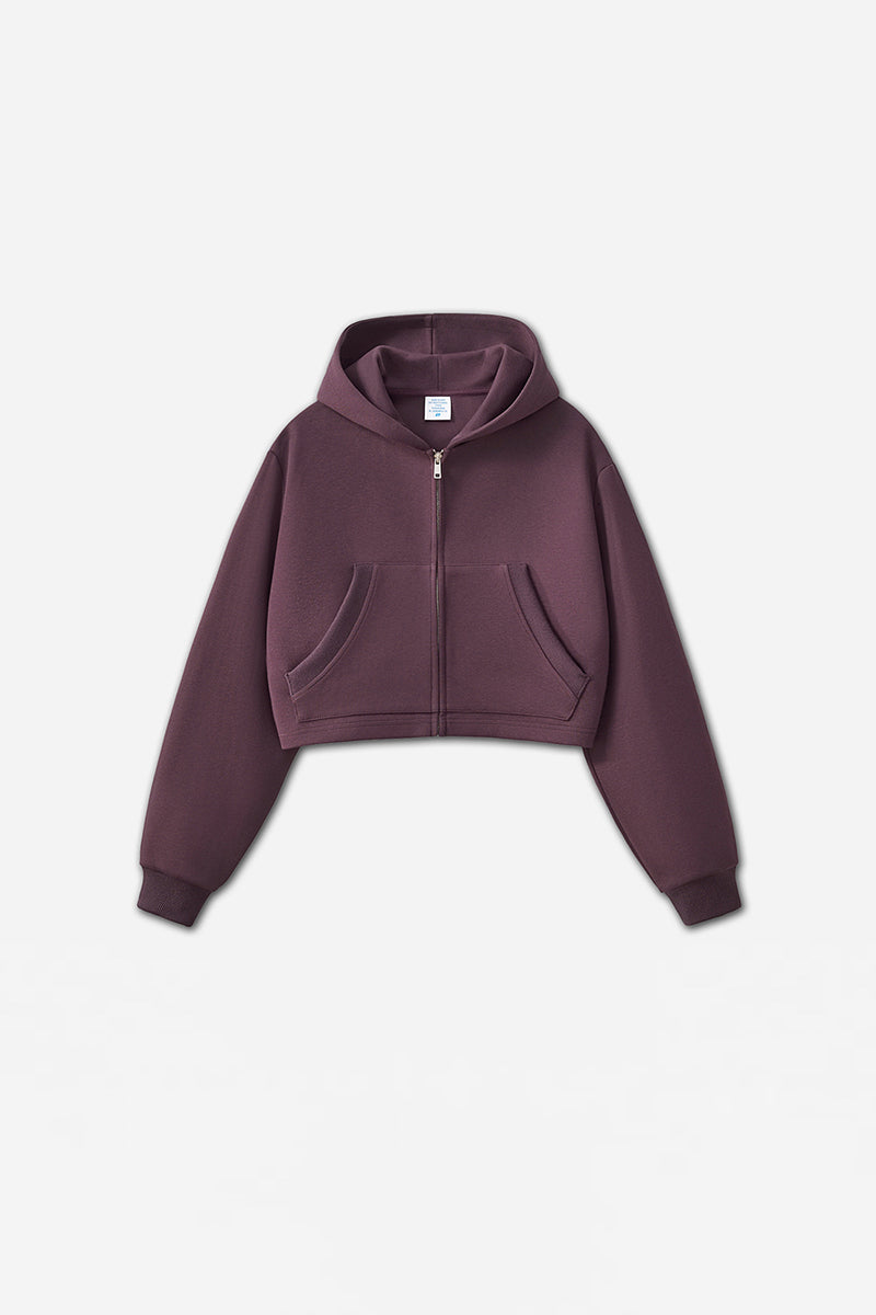 Women Clean Fit Cropped Zip-Up Hoodie