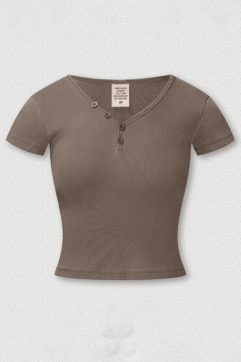 Women's Button Front V-Neck T-Shirt