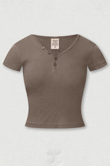 Women's Button Front V-Neck T-Shirt