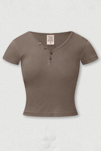 Women's Button Front V-Neck T-Shirt