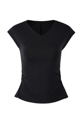 Women's Summer V-neck Pleated Sleeveless Cut Out Tank Top