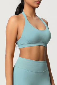 Women Halter Neck Seamless Yoga Sports Bra - Breathable Support Top