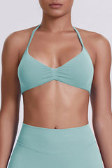 Women Halter Neck Seamless Sports Bra - Breathable Backless Yoga Top