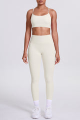 Women High-Waisted Pocket Yoga Set: Seamless Sports Bra + Sculpting Leggings