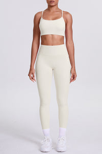 Women High-Waisted Pocket Yoga Set: Seamless Sports Bra + Sculpting Leggings