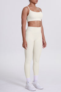 Women High-Waisted Pocket Yoga Set: Seamless Sports Bra + Sculpting Leggings