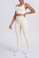Women Cross-Back Yoga Set: High-Waisted Sculpting Leggings with Pocket + Cloud-Touch Sports Bra