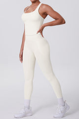 Women Naked-Feel Yoga Set: High-Waisted Pocket Leggings + Square Neck Sports Bra