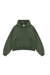 Unisex Boxy Fleece Hoodie: Distressed Vintage Short Wide Fit