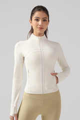 Women Ribbed Zip-Up High-Stretch Quick-Dry Fitness Jacket