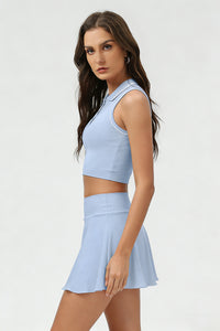 Women's Summer Tennis Set:Polo Tank Top And Skirt