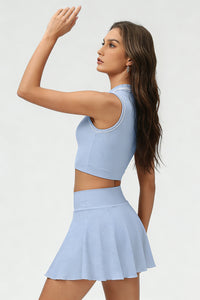 Women's Summer Tennis Set:Polo Tank Top And Skirt