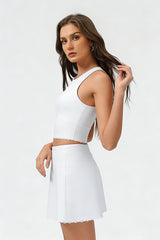 Women's Summer Tennis Set:Cropped Tank Top And Mini Skirt
