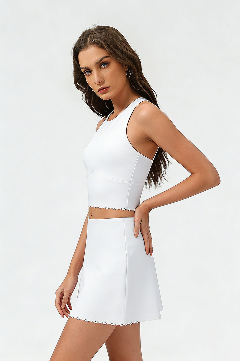 Women's Summer Tennis Set:Cropped Tank Top And Mini Skirt