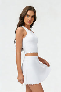 Women's Summer Tennis Set:Cropped Tank Top And Mini Skirt