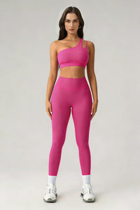 Women's Summer Set:One-Shoulder Bra And High-Waiste Leggings