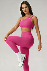 Women's Summer Set:One-Shoulder Bra And High-Waiste Leggings