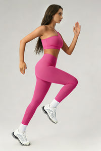 Women's Summer Set:One-Shoulder Bra And High-Waiste Leggings