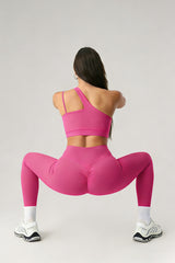 Women's Summer Set:One-Shoulder Bra And High-Waiste Leggings