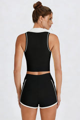 Women's Athletic Color Block Sets:V-neck Tank Top And Shorts
