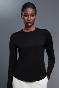 Women Relaxed-Fit Round-Neck Quick-Dry Yoga Workout Long Sleeve Top
