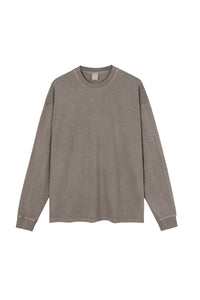 Unisex Heavyweight Retro Long Sleeve Tee: Washed Vintage Loose Fit