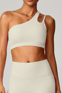Women Asymmetric Strap Back-Cutout Yoga Sports Bra