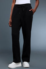 Women Loose Fleece-Lined Straight-Leg Comfortable Casual Workout Pants