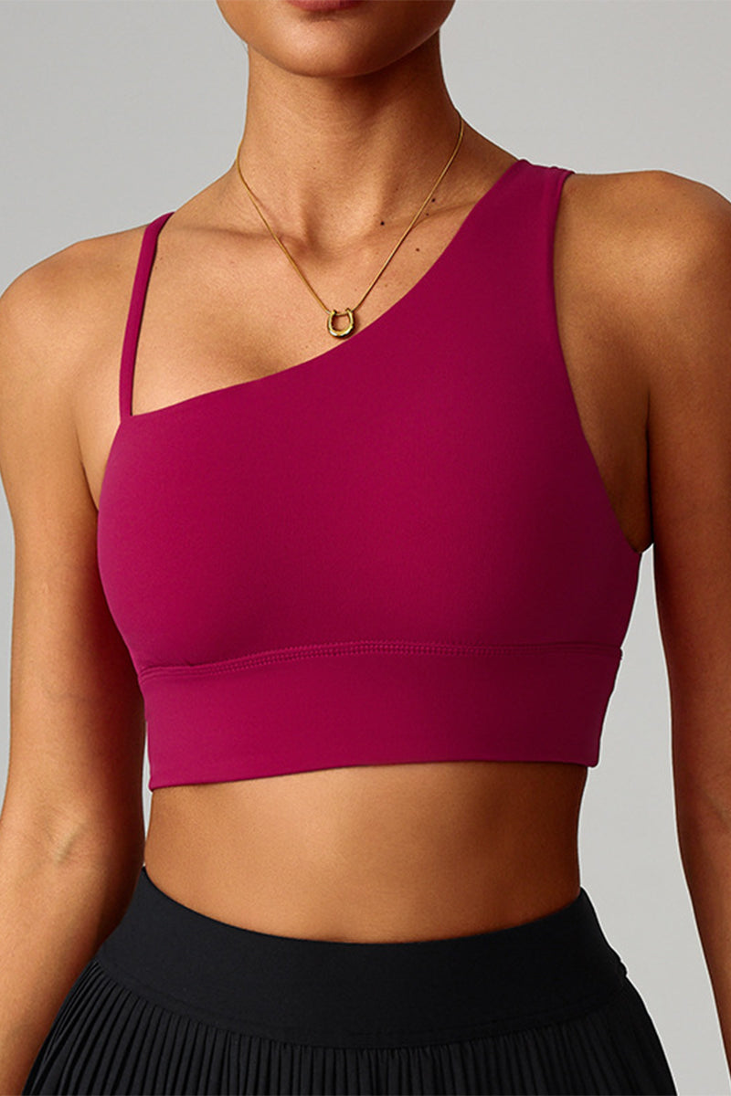 Women Asymmetric Single-Strap Quick-Dry Sports Bra