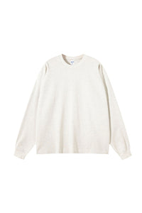 Unisex Heavyweight Oversize Long Sleeve Tee: Retro Textured Fabric Round Neck Design