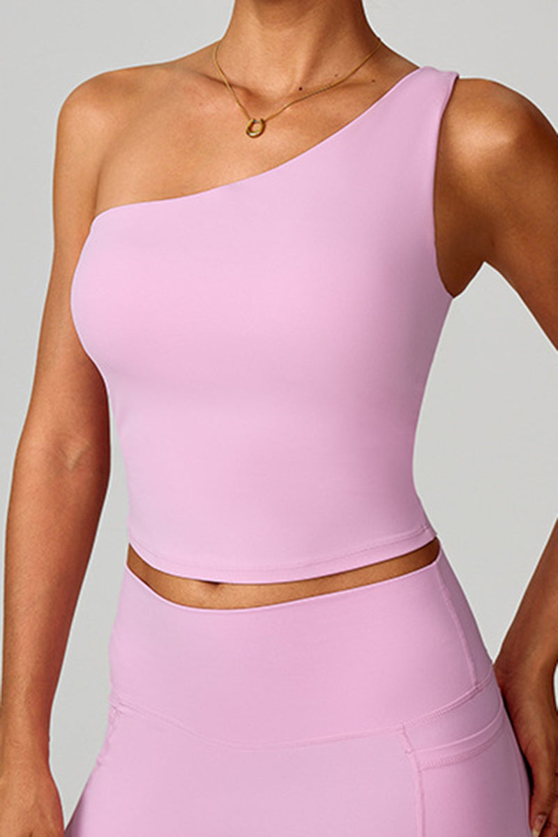 Women Asymmetric Strap Waist-Cinching Yoga Vest
