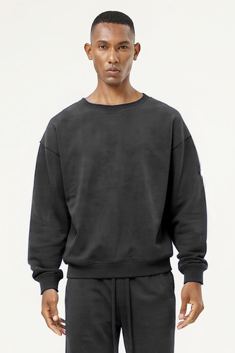 Men's Athletic Pure Color Round neck  Fleece Pullover