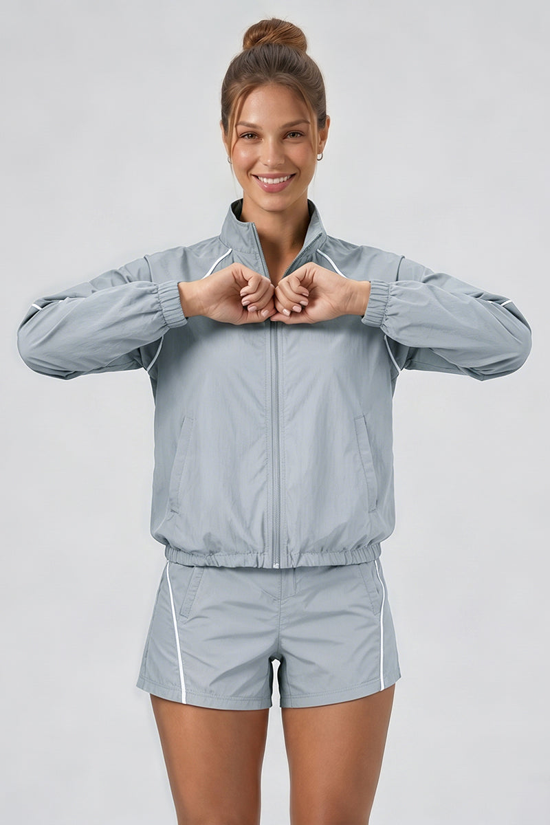 Women's Outdoor Color-Matched Casual Jacket And Shorts Sets