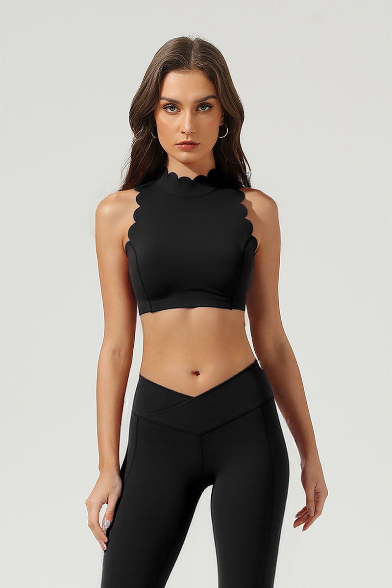 Women's Athletic Petal Mock-Neck Backless Tank Top