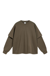 Men/Women Casual Loose Fit Long Sleeve Layered T-Shirt