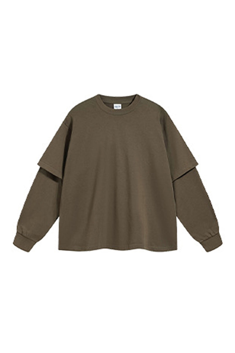 Men/Women Casual Loose Fit Long Sleeve Layered T-Shirt