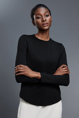 Women Relaxed-Fit Round-Neck Quick-Dry Yoga Workout Long Sleeve Top