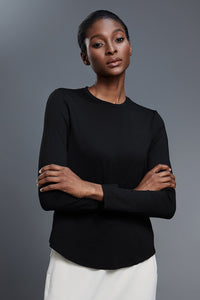 Women Relaxed-Fit Round-Neck Quick-Dry Yoga Workout Long Sleeve Top
